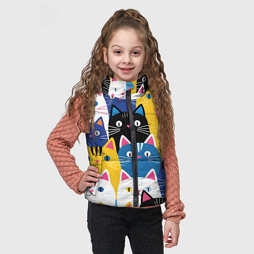 Детский жилет Много цветных котиков / 3D-Светло-серый – фото 3