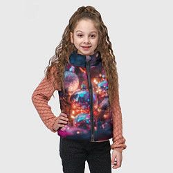 Детский жилет Новогодние шары и фиолетовые блески, цвет: 3D-красный — фото 2