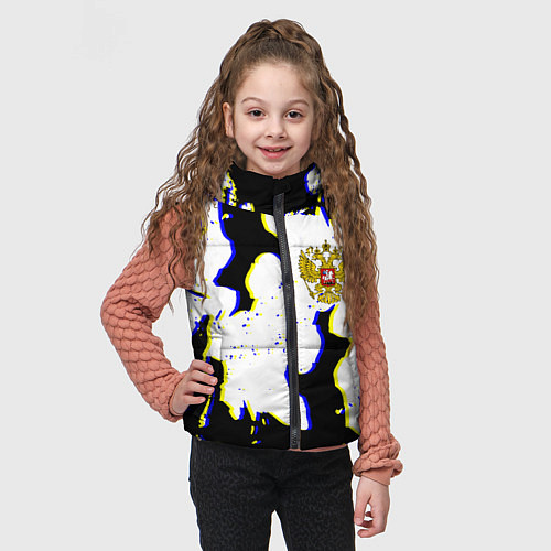Детский жилет Россия герб глитч / 3D-Светло-серый – фото 3