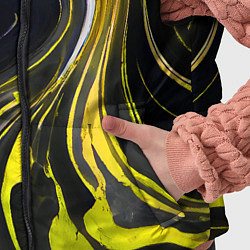 Детский жилет Волнистые бело-жёлтые линии на чёрном фоне, цвет: 3D-черный — фото 2