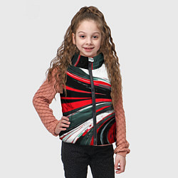 Детский жилет Волнистые чёрно-красные линии на белом фоне, цвет: 3D-красный — фото 2