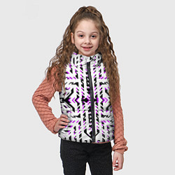 Детский жилет Чёрно-фиолетовые диагональные полосы на белом фоне, цвет: 3D-светло-серый — фото 2