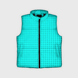 Детский жилет Неоновый голубой паттерн клетка