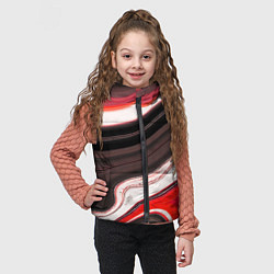 Детский жилет Волнистые горизонтальные чёрно-красные полосы на б, цвет: 3D-красный — фото 2