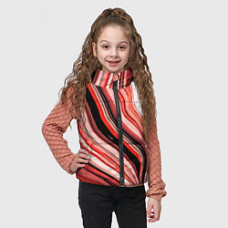 Детский жилет Волнистые вертикальные чёрно-красные полосы, цвет: 3D-светло-серый — фото 2