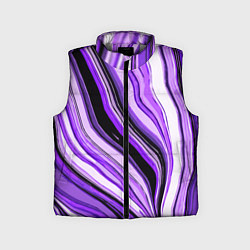 Детский жилет Волнистые вертикальные чёрно-фиолетовые полосы
