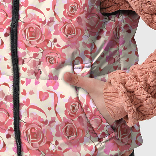 Детский жилет Букеты роз с сердечками / 3D-Светло-серый – фото 5