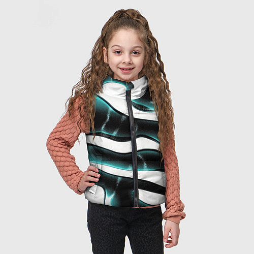 Детский жилет Абстрактный черно-зеленый камуфляж / 3D-Светло-серый – фото 3