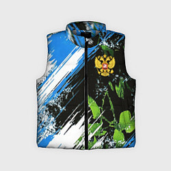 Детский жилет Герб России на камуфляже, цвет: 3D-светло-серый