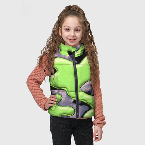 Детский жилет Зеленый объемный камуфляж / 3D-Светло-серый – фото 3
