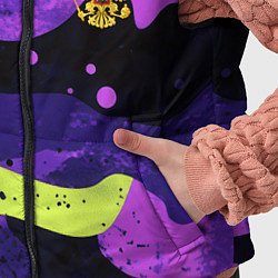 Детский жилет Черно-фиолетовый камуфляж и золотой герб РФ, цвет: 3D-черный — фото 2