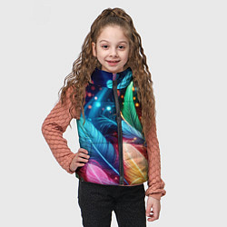 Детский жилет Яркие красочные неоновые перья, цвет: 3D-красный — фото 2