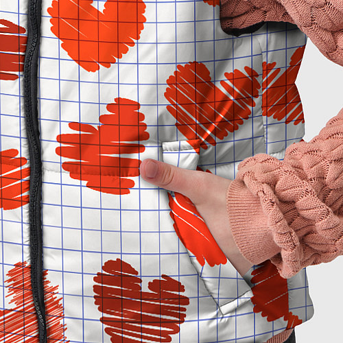 Детский жилет Сердца на бумаге / 3D-Красный – фото 5