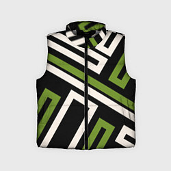 Детский жилет Прямоугольники по диагонали-зеленый, черный, цвет: 3D-светло-серый