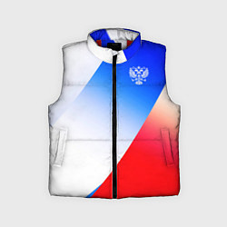 Детский жилет Герб России на фоне цветов флага градиент