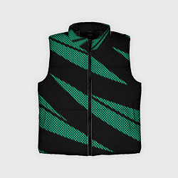 Детский жилет Чёрный с бирюзовым текстура точки и полосы