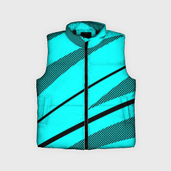 Детский жилет Неоновый голубой с чёрным абстракция с полосой