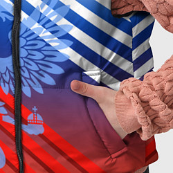 Детский жилет Герб России на фоне цветов флага и полосы, цвет: 3D-красный — фото 2