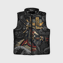 Детский жилет Самурай и драконы в стиле ирезуми, цвет: 3D-светло-серый