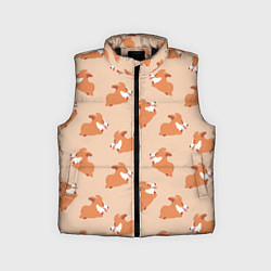 Детский жилет Паттерн с забавными щенками породы корги, цвет: 3D-черный