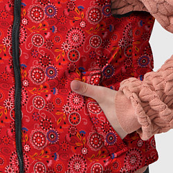 Детский жилет Алый красный деревенский абстрактный узор, цвет: 3D-черный — фото 2