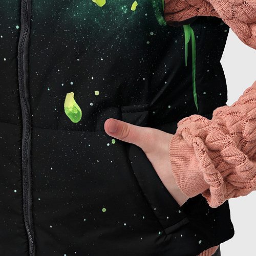 Детский жилет Зеленая стекающая краска по черному фону / 3D-Красный – фото 5