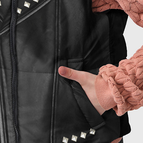 Детский жилет Кожаная косуха с клепками / 3D-Светло-серый – фото 5