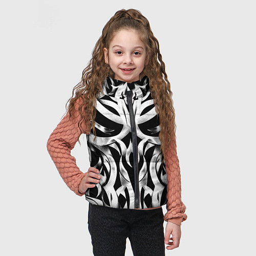 Детский жилет Абстрактный узор - изогнутые формы трайбл татуиров / 3D-Светло-серый – фото 3