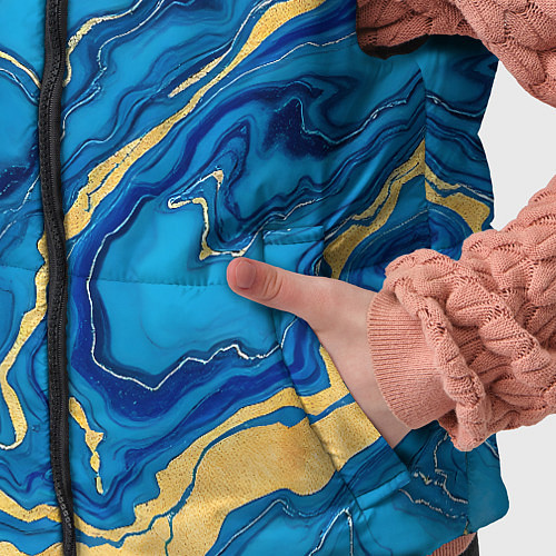 Детский жилет Синий мрамор с золотом / 3D-Светло-серый – фото 5