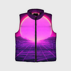 Детский жилет Синтвейв ретровейв неоновый узор и солнце