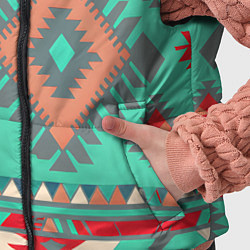 Детский жилет Оранжево бирюзовый геометрический узор в стиле ацт, цвет: 3D-светло-серый — фото 2