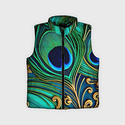 Детский жилет Зеленые перья павлина