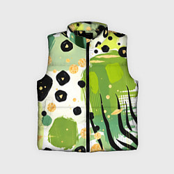 Детский жилет Зеленый анималистичный паттерн, цвет: 3D-черный