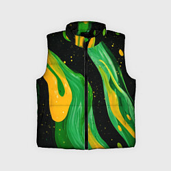 Детский жилет Зелено-желтая краска на черном