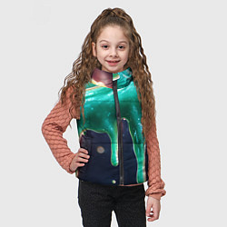 Детский жилет Текстура стекающая зеленая клякса, цвет: 3D-черный — фото 2