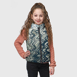 Детский жилет Бело-синий искажённые абстрактные линии, цвет: 3D-черный — фото 2
