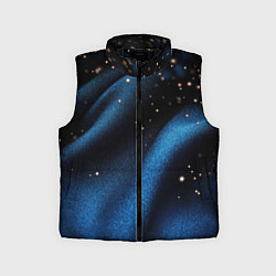 Детский жилет Синяя волнистая текстура на черном