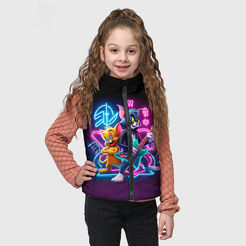 Детский жилет Гитарист Том и вокалист Джерри - неоновое свечение / 3D-Светло-серый – фото 3