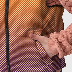 Детский жилет Градиент оранжевый в фиолетовый мелкий ромбик, цвет: 3D-черный — фото 2