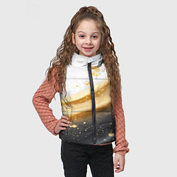 Детский жилет Черно-золотая текстура на белом, цвет: 3D-черный — фото 2