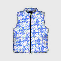 Детский жилет Бело-голубой цветочный, цвет: 3D-светло-серый
