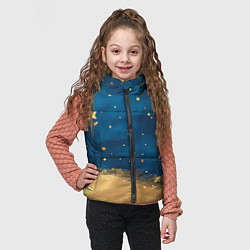 Детский жилет Золотые звезды на синем фоне текстура, цвет: 3D-черный — фото 2