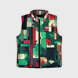 Детский жилет Абстракция красно-зелёный геометричный, цвет: 3D-черный