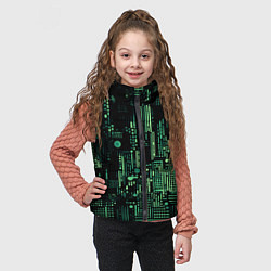 Детский жилет Чёрно-зелёный абстракция точки полоски, цвет: 3D-черный — фото 2
