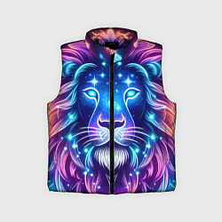 Детский жилет Космический неоновый лев - нейроарт, цвет: 3D-черный
