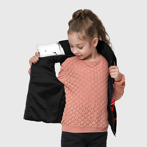 Детский жилет Детройт Ред Уингз - брызги краска на черном фоне / 3D-Черный – фото 4