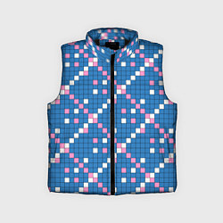 Детский жилет Синяя розовая с белым плитка