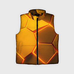 Детский жилет Желтые неоновые соты - текстура, цвет: 3D-черный