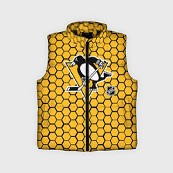 Детский жилет Питтсбург Пингвинз - желтые соты, цвет: 3D-черный