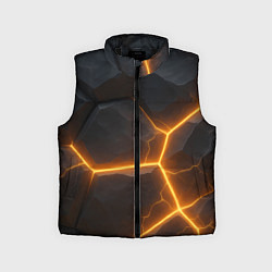 Детский жилет Черные плиты с оранжевой молнией, цвет: 3D-черный